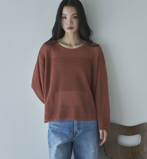 Doux archives「透かし柄メッシュニット」|ニット・セーター|