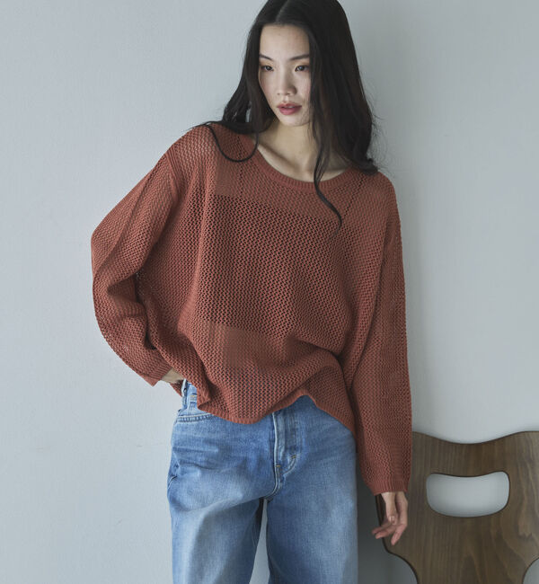 Doux archives「透かし柄メッシュニット」|ニット・セーター|