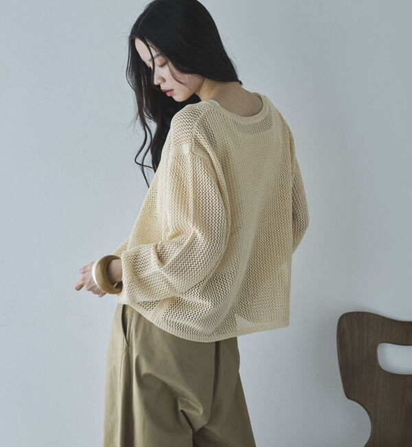 Doux archives「透かし柄メッシュニット」|ニット・セーター|