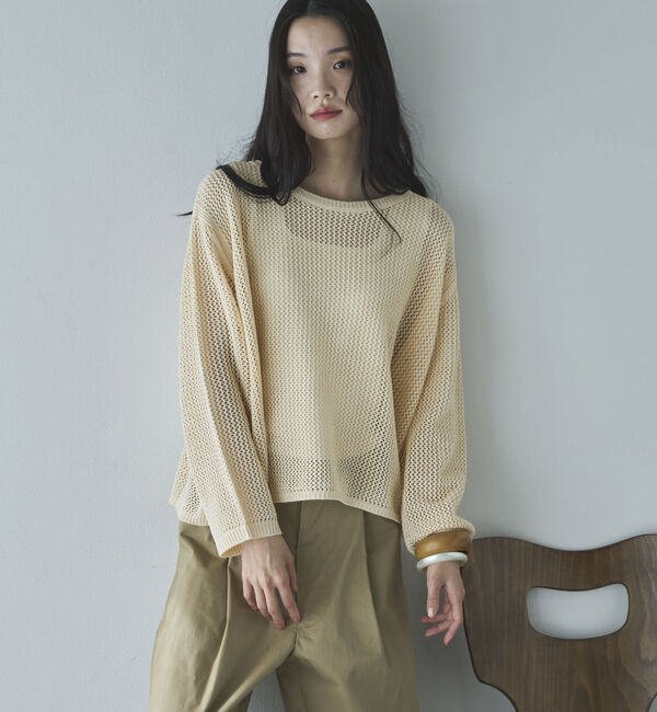 Doux archives「透かし柄メッシュニット」|ニット・セーター|