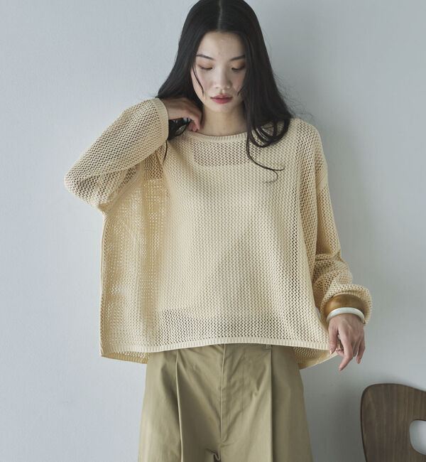 Doux archives「透かし柄メッシュニット」|ニット・セーター|