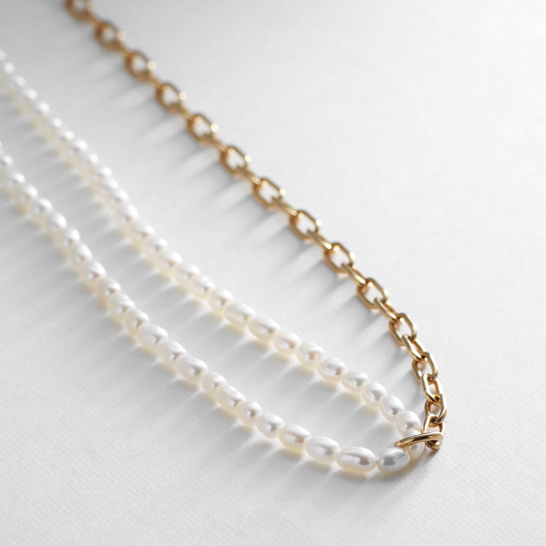 COCOSHNIK ONKITSCH「シルバー バロックパール ハーフチェーン ネックレス GP」|ネックレス|