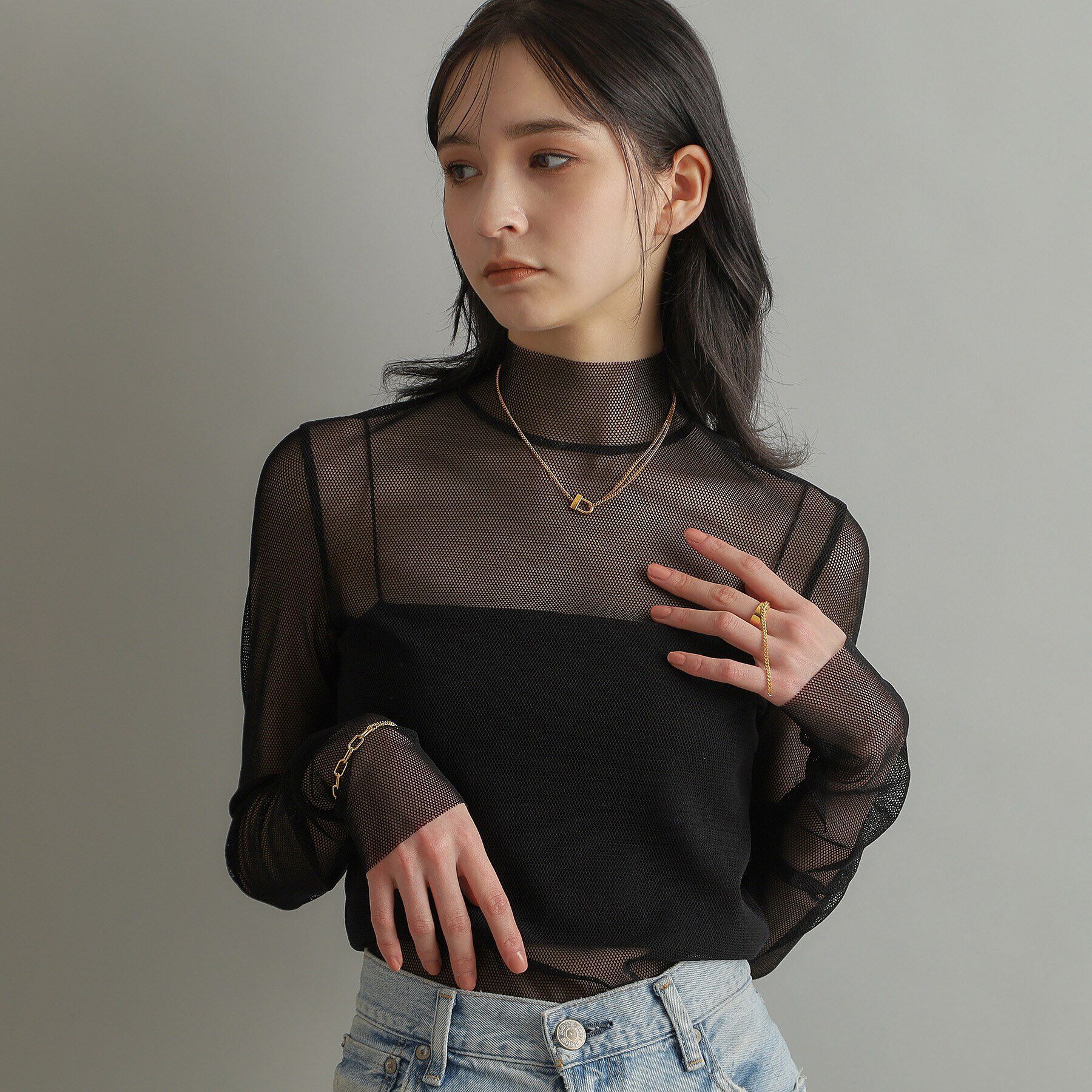 COCOSHNIK ONKITSCH「シルバー ロックモチーフ ドレープネックレス GP」|ネックレス|