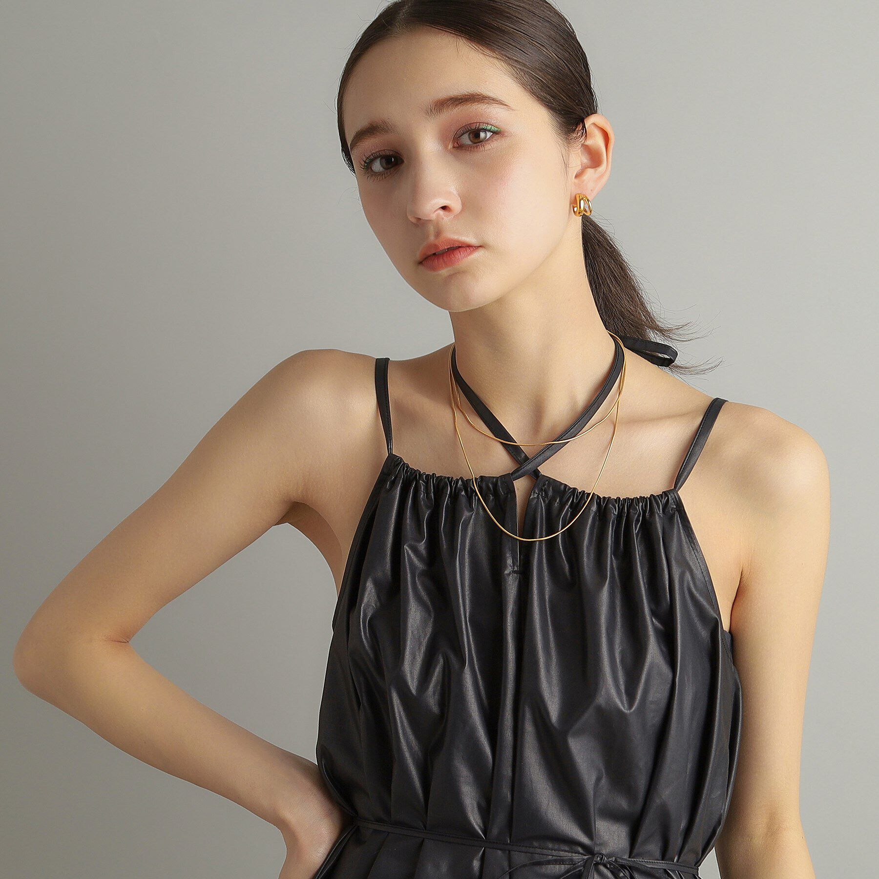 COCOSHNIK ONKITSCH「シルバー デザインチェーン スネークネックレス（90cm） GP」|ネックレス|