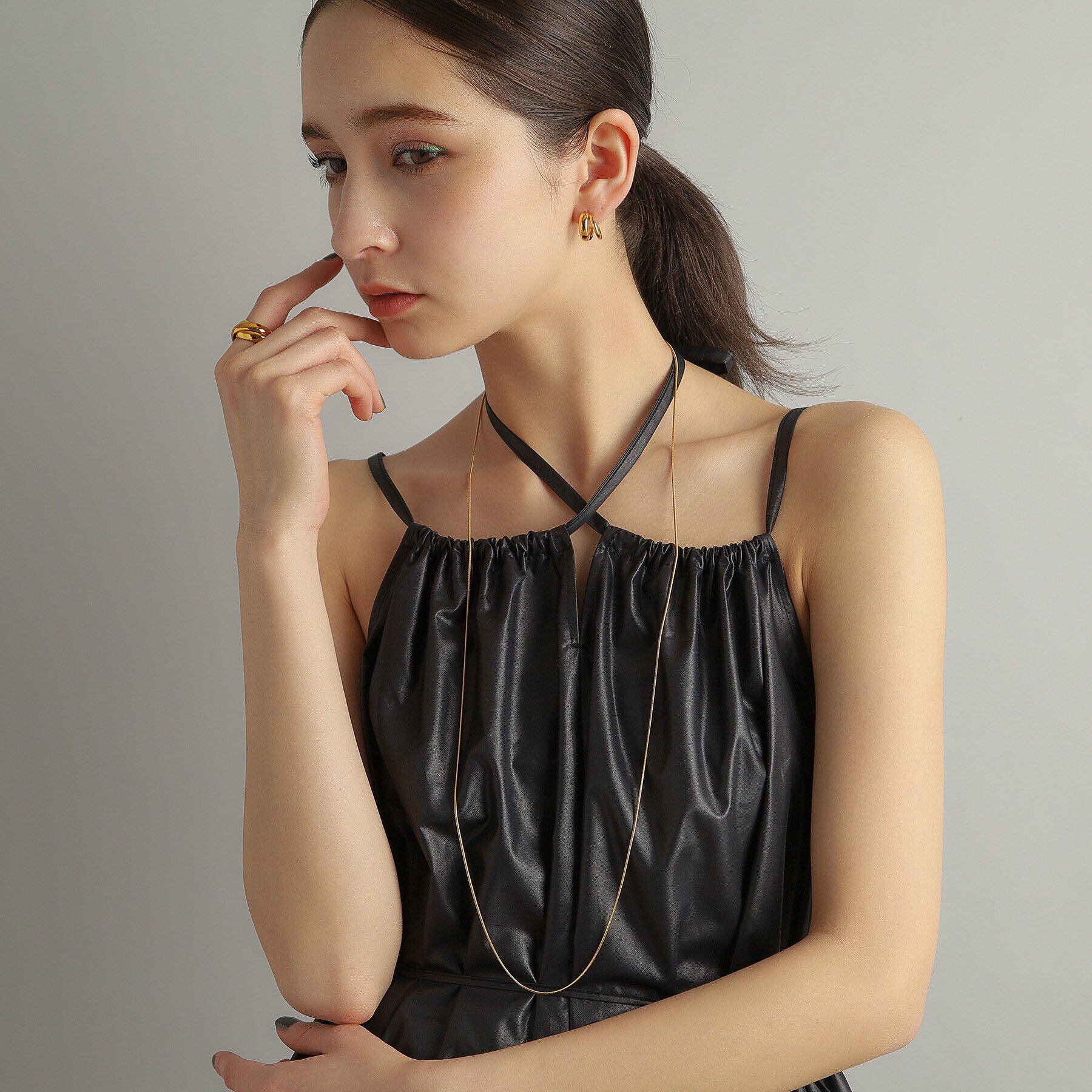 COCOSHNIK ONKITSCH「シルバー デザインチェーン スネークネックレス（90cm） GP」|ネックレス|