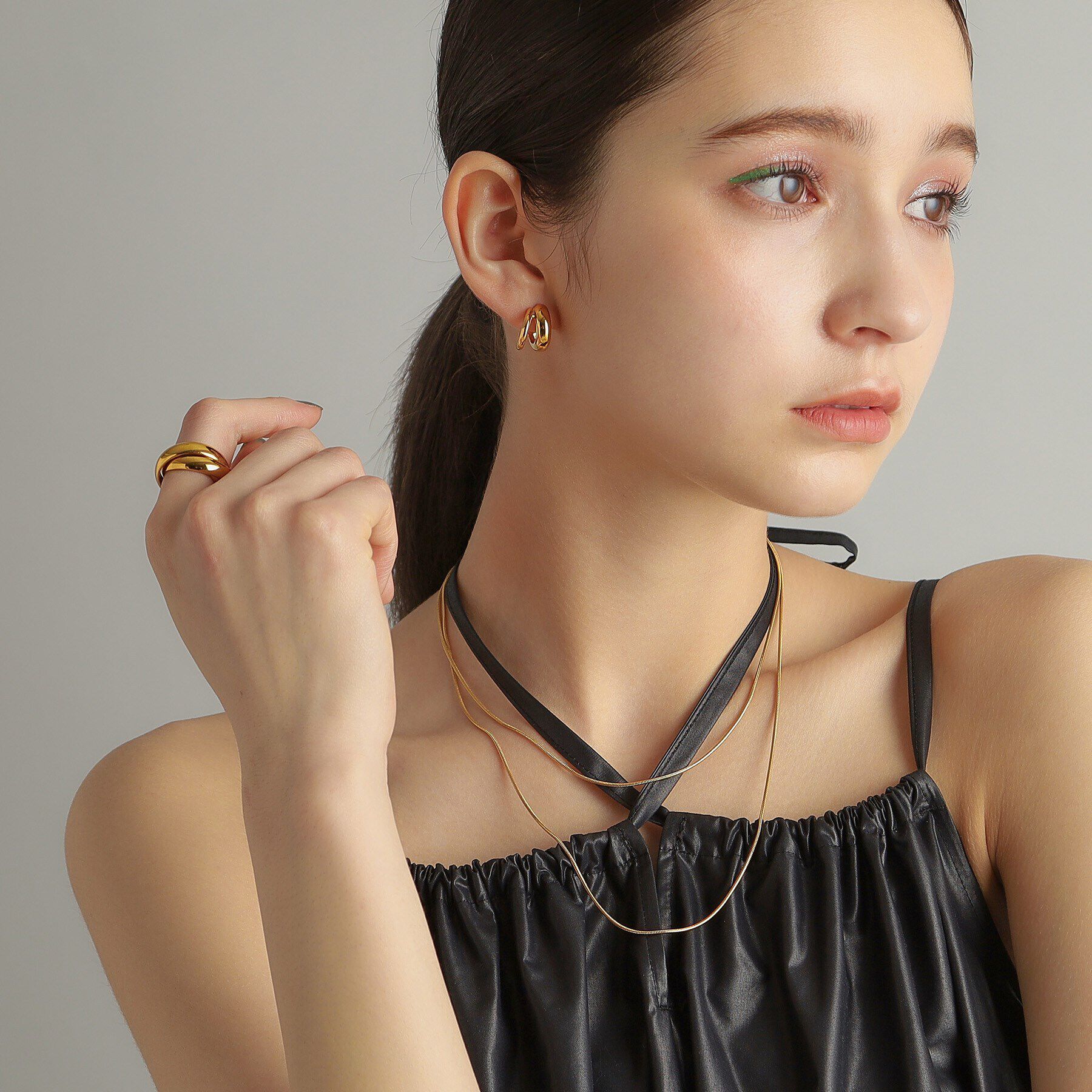 COCOSHNIK ONKITSCH「シルバー デザインチェーン スネークネックレス（90cm） GP」|ネックレス|