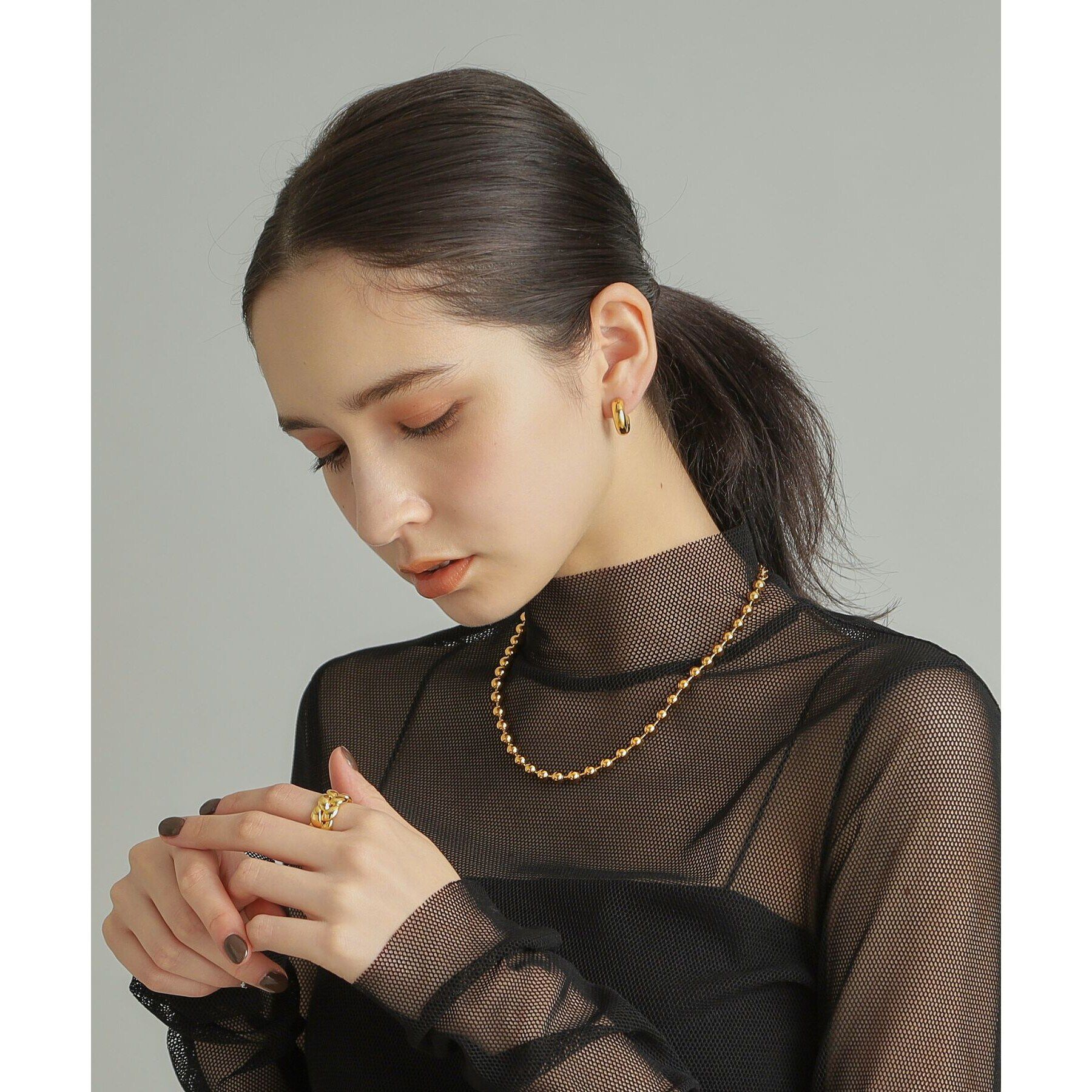 COCOSHNIK ONKITSCH「シルバー デザインチェーン ボールネックレスL GP」|ネックレス|