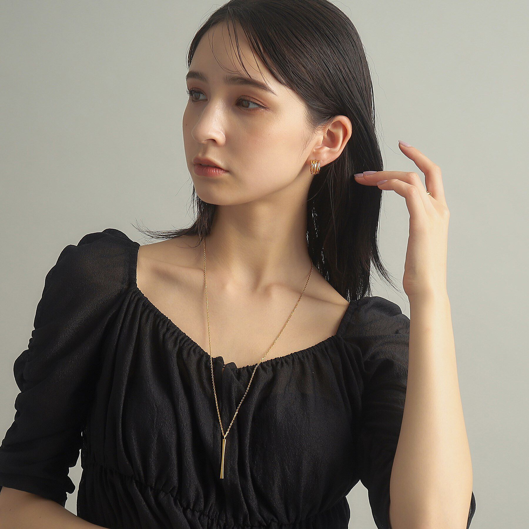 COCOSHNIK ONKITSCH「シルバー スロープカットバーネックレス GP」|ネックレス|