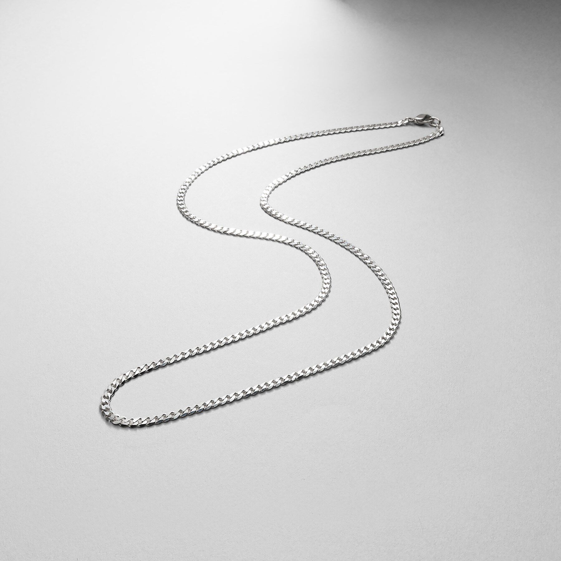 COCOSHNIK ONKITSCH「シルバー デザインチェーン ライトフラットカーブネックレス（55cm）」|ネックレス|シルバー(600)