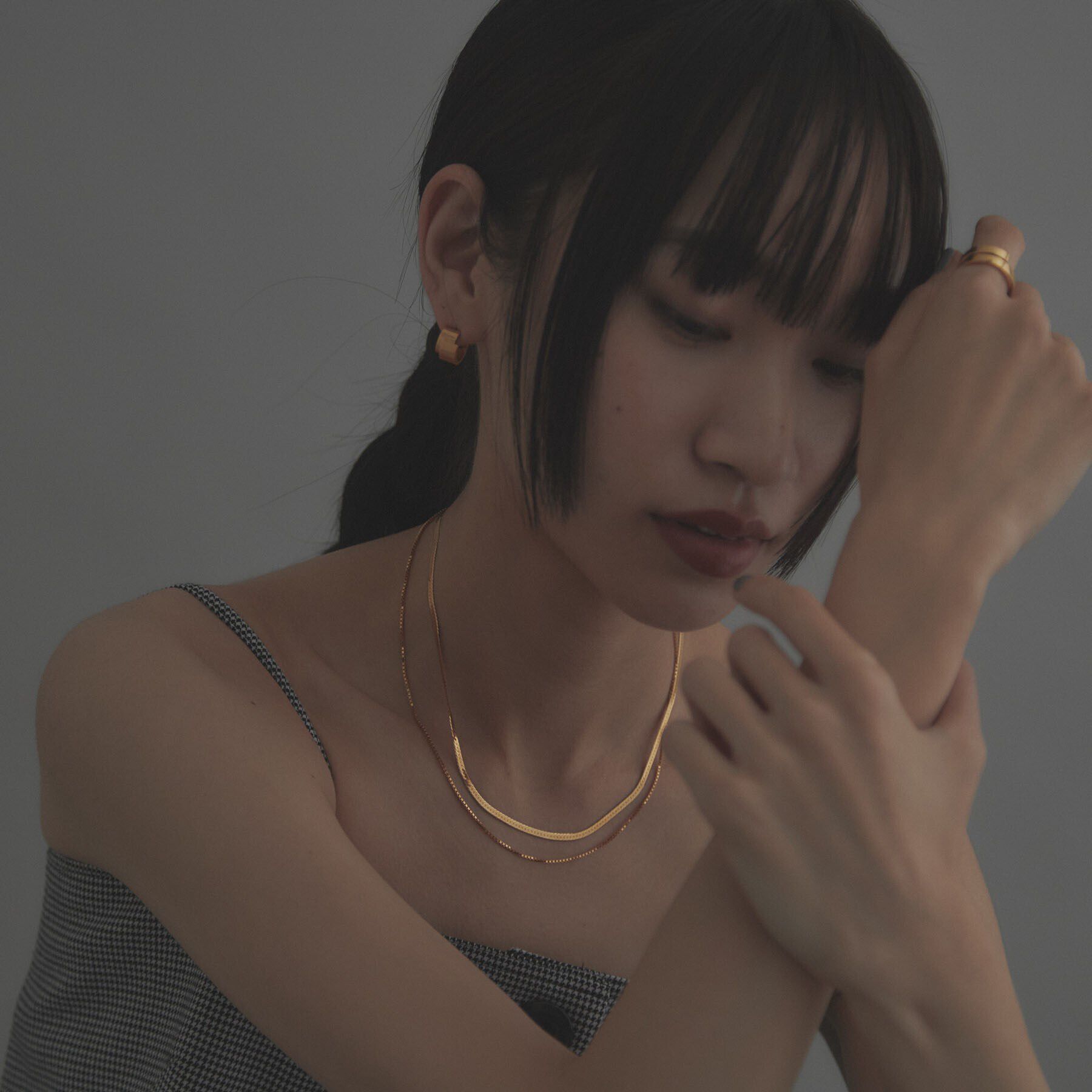 COCOSHNIK ONKITSCH「シルバー コンビネーションチェーン フラットスネーク ベネチアンネックレス GP」|ネックレス|