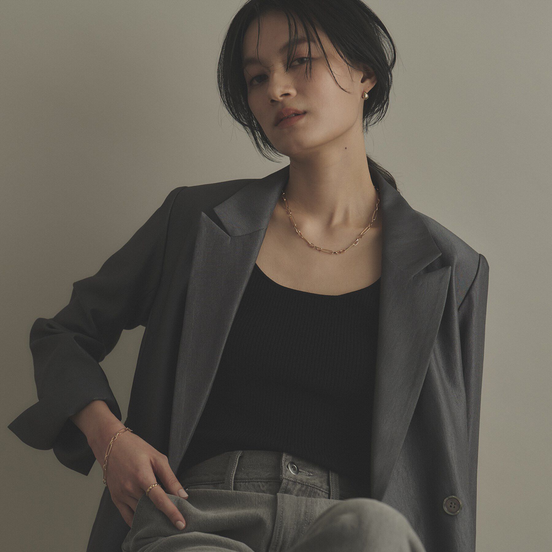 COCOSHNIK「K18ケーブルチェーン3・1フィガロ ネックレス」|ネックレス|