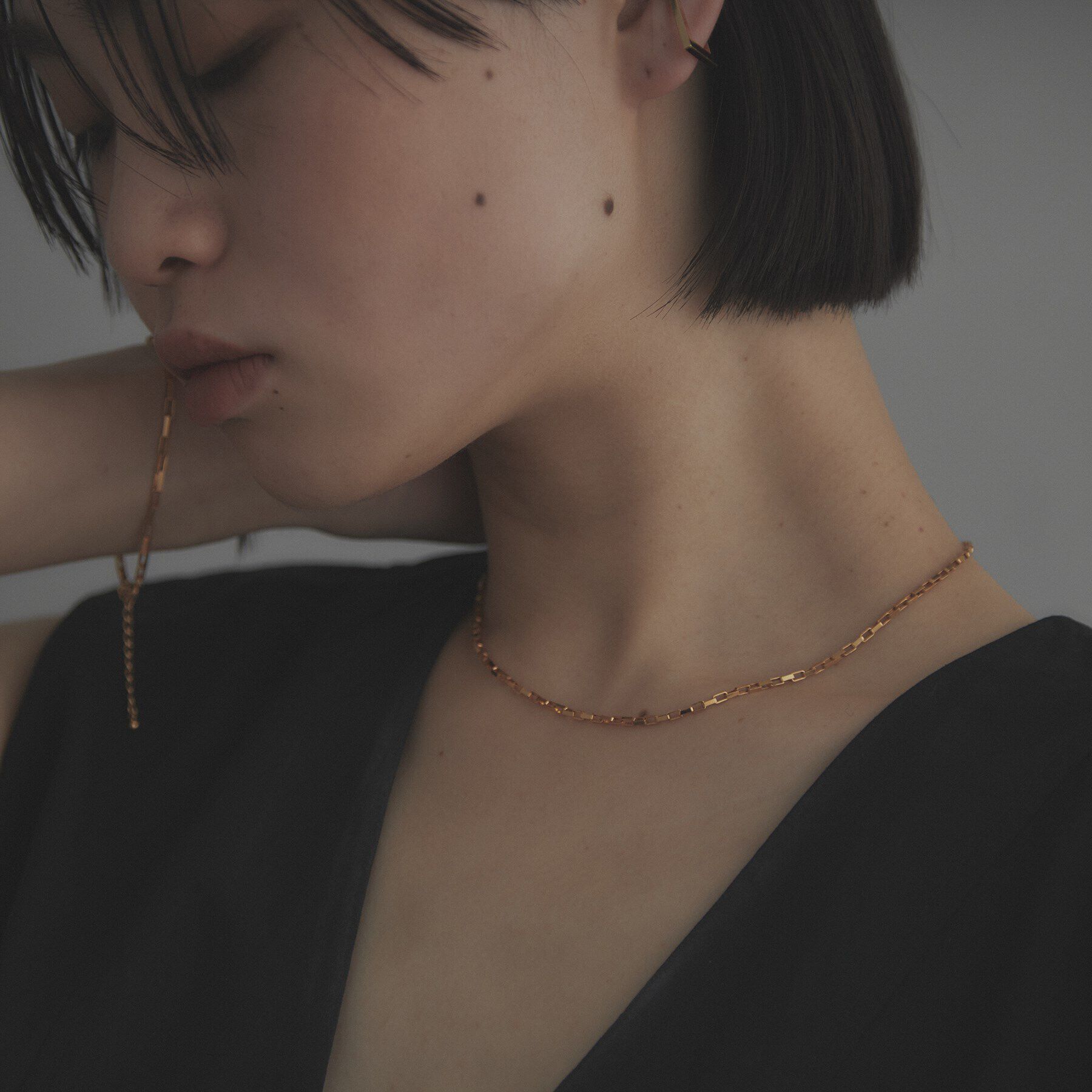 COCOSHNIK ONKITSCH「シルバー デザインチェーン ボックスネックレスS（38cm） GP」|ネックレス|