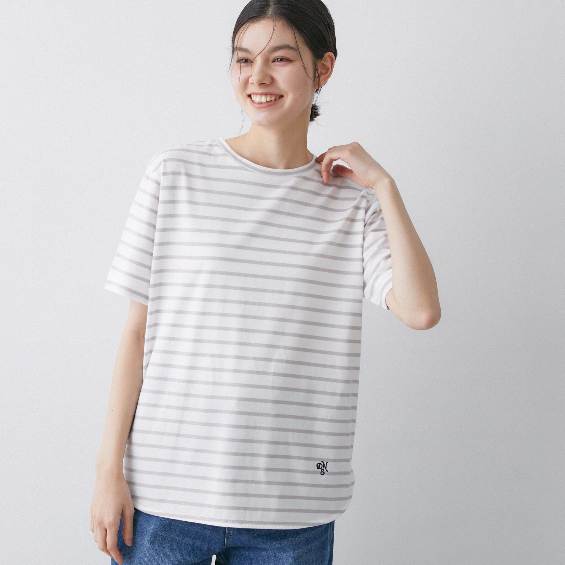 Dessin「【洗える】半袖シャツテールカットソー」|Tシャツ・カットソー|チャコールグレー(3