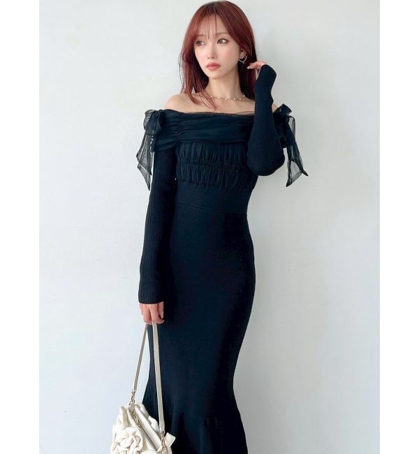 RESEXXY「【骨格ウェーブ向け】ドッキングオフショルリボンワンピース」|ワンピース|