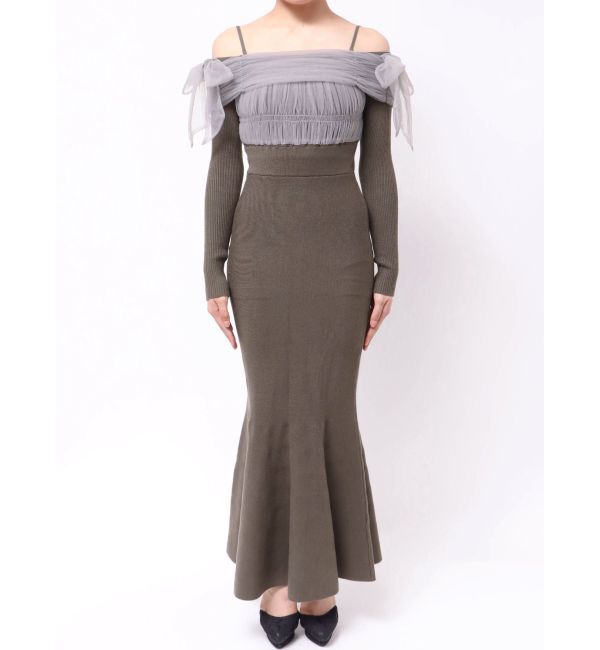 RESEXXY「【骨格ウェーブ向け】ドッキングオフショルリボンワンピース」|ワンピース|