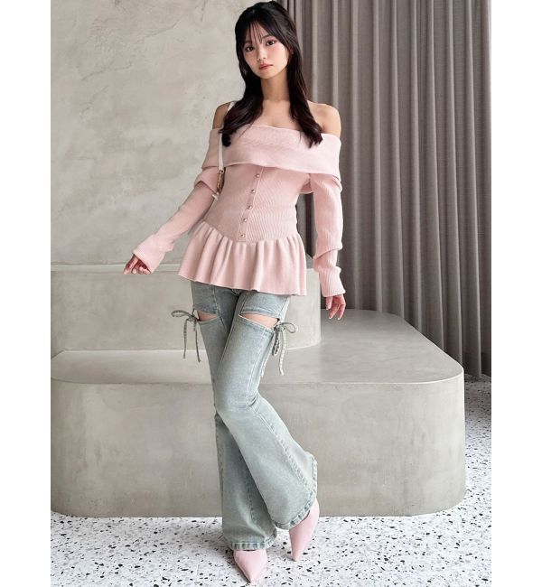 RESEXXY「【追加生産分】カットアウトリボンデニムパンツ」|デニム|