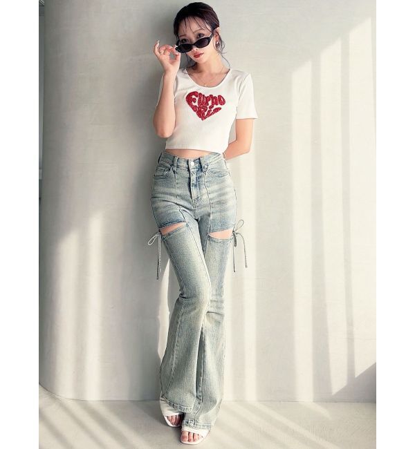 RESEXXY「【追加生産分】カットアウトリボンデニムパンツ」|デニム|