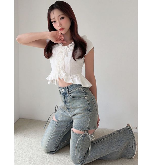 RESEXXY「【追加生産分】カットアウトリボンデニムパンツ」|デニム|