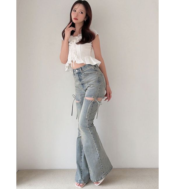 RESEXXY「【追加生産分】カットアウトリボンデニムパンツ」|デニム|