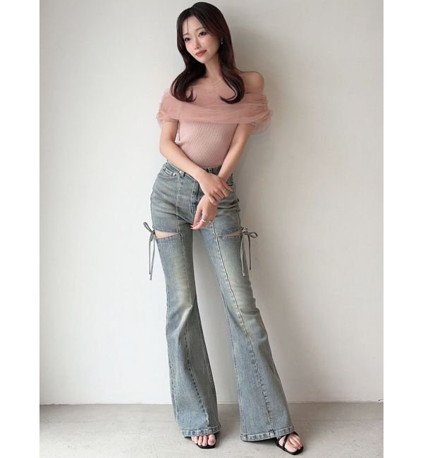 RESEXXY「【追加生産分】カットアウトリボンデニムパンツ」|デニム|