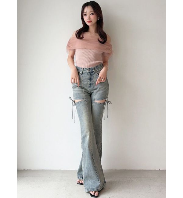 RESEXXY「【追加生産分】カットアウトリボンデニムパンツ」|デニム|