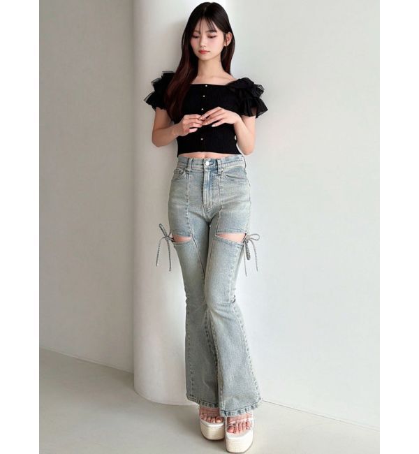 RESEXXY「【追加生産分】カットアウトリボンデニムパンツ」|デニム|