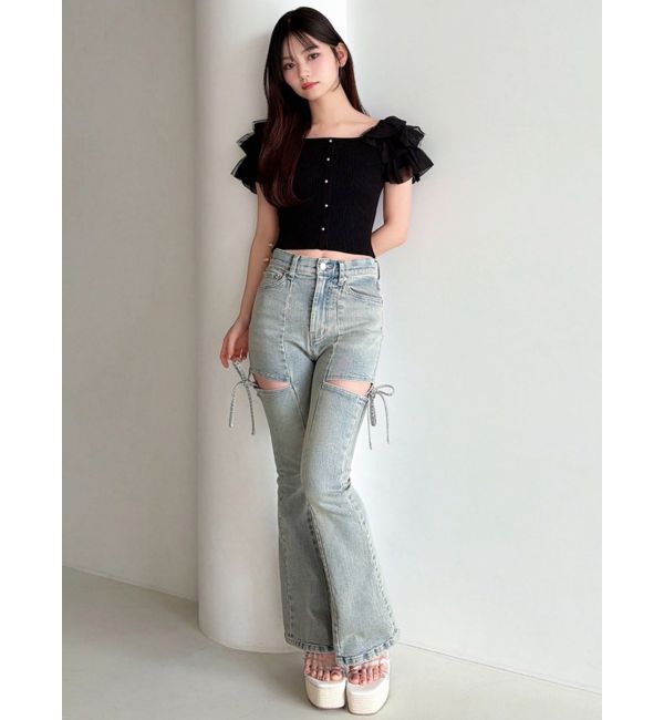 RESEXXY「【追加生産分】カットアウトリボンデニムパンツ」|デニム|