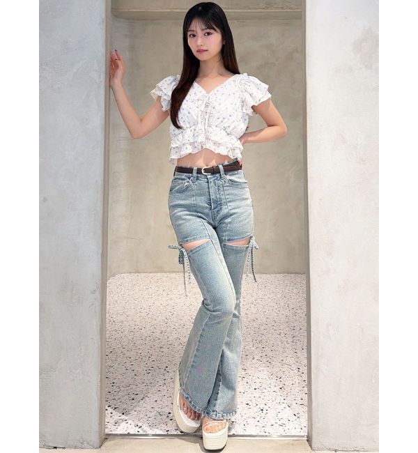 RESEXXY「【追加生産分】カットアウトリボンデニムパンツ」|デニム|