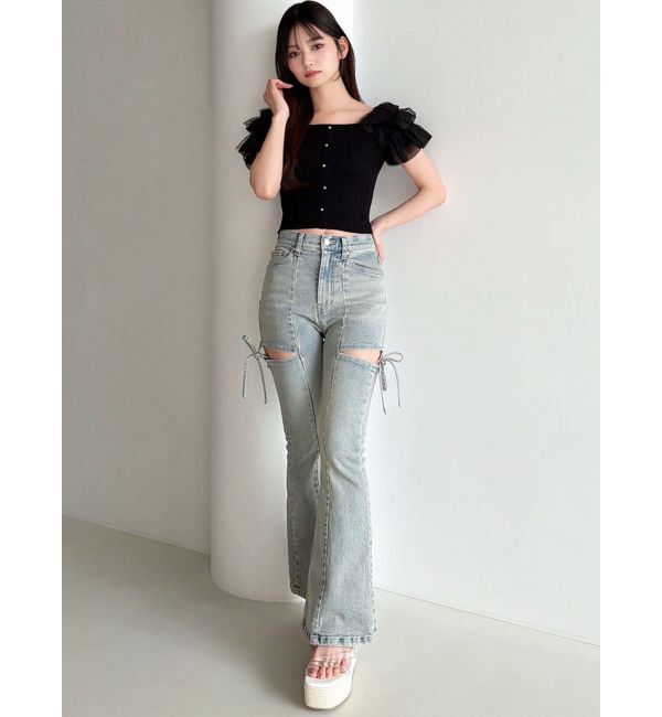 RESEXXY「【追加生産分】カットアウトリボンデニムパンツ」|デニム|