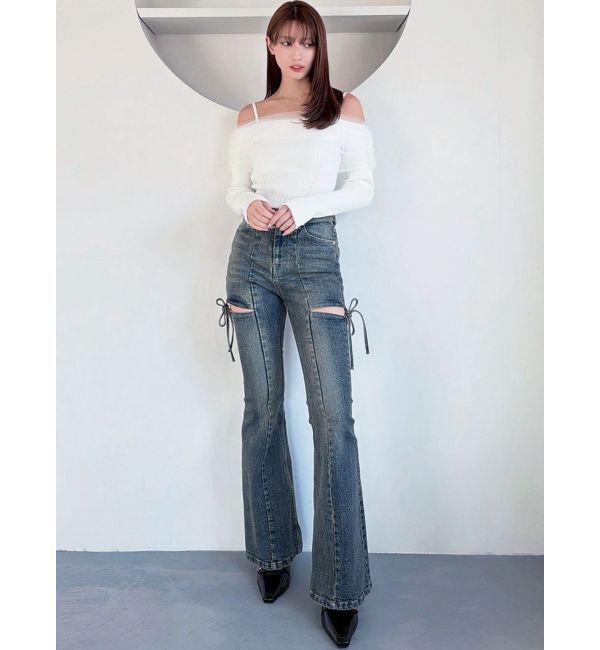 RESEXXY「【追加生産分】カットアウトリボンデニムパンツ」|デニム|