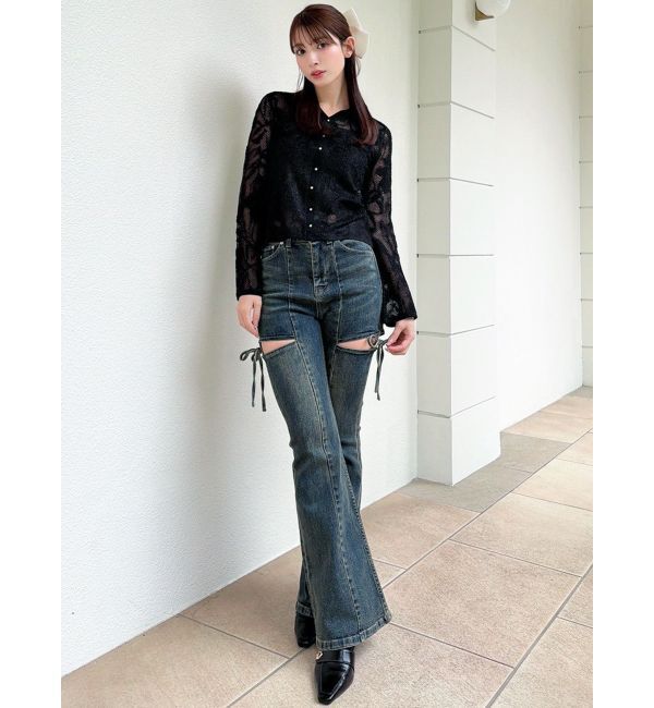 RESEXXY「【追加生産分】カットアウトリボンデニムパンツ」|デニム|