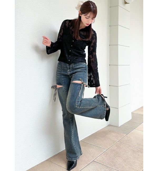 RESEXXY「【追加生産分】カットアウトリボンデニムパンツ」|デニム|