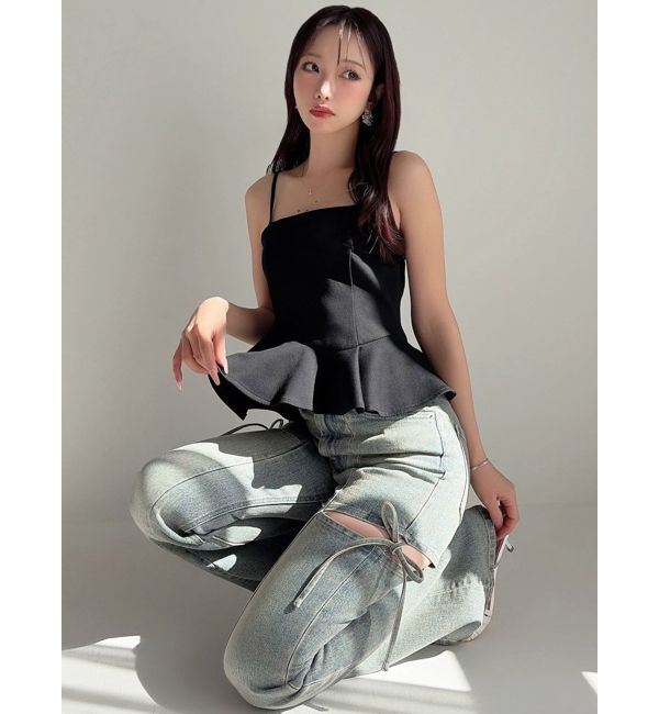 RESEXXY「【追加生産分】カットアウトリボンデニムパンツ」|デニム|