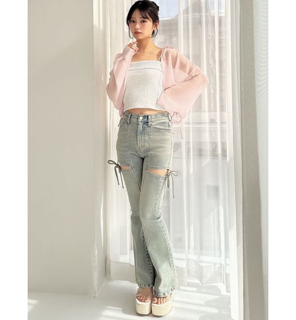 RESEXXY「【追加生産分】カットアウトリボンデニムパンツ」|デニム|