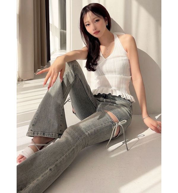 RESEXXY「【追加生産分】カットアウトリボンデニムパンツ」|デニム|