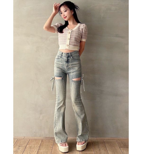 RESEXXY「【追加生産分】カットアウトリボンデニムパンツ」|デニム|