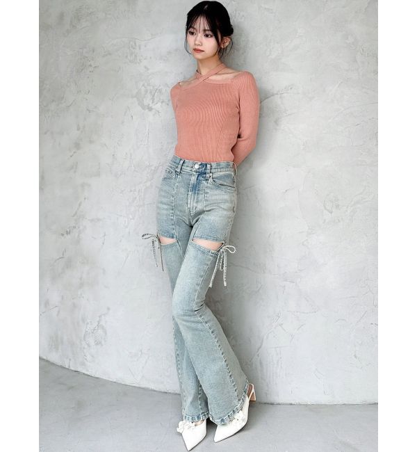 RESEXXY「【追加生産分】カットアウトリボンデニムパンツ」|デニム|