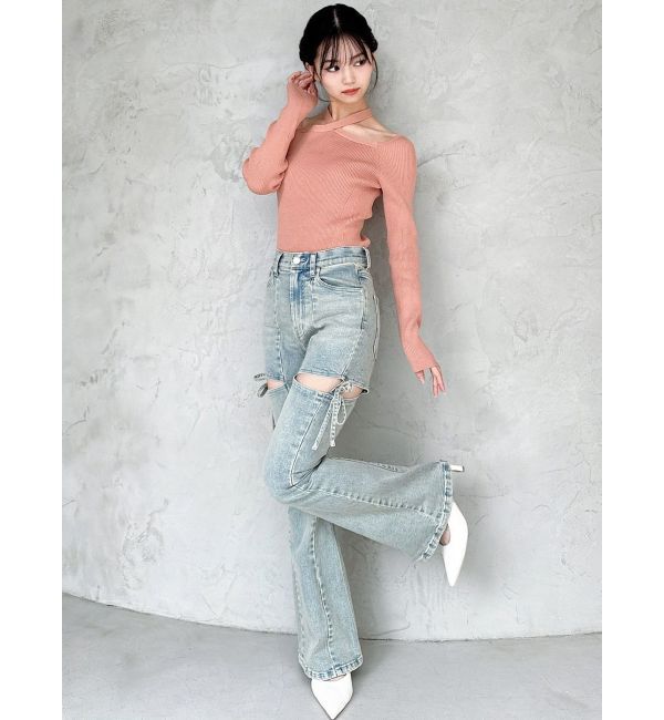 RESEXXY「【追加生産分】カットアウトリボンデニムパンツ」|デニム|