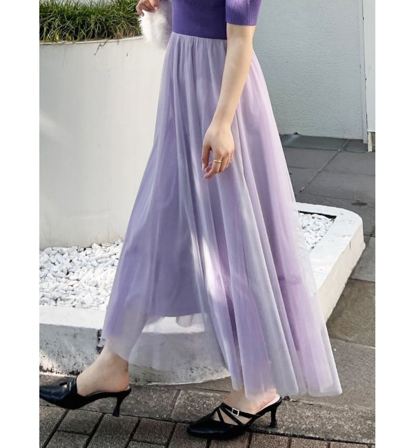 MERCURYDUO「チュールドッキングオープンショルダーワンピース」|ワンピース|