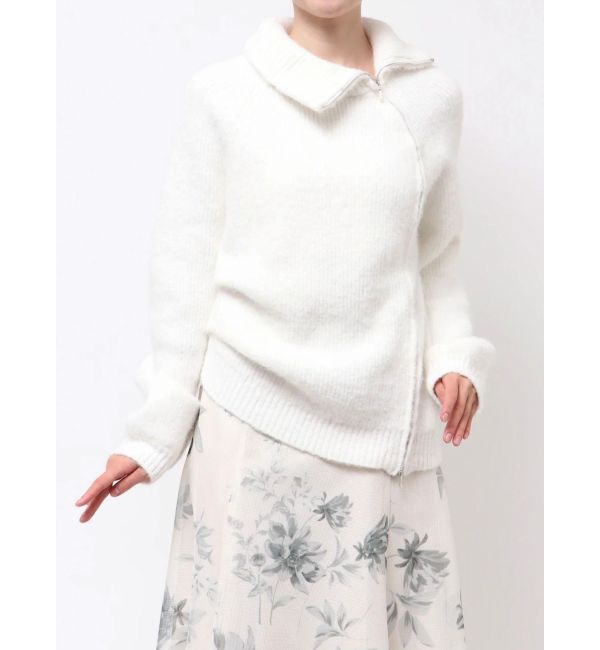 MERCURYDUO「アシメZIPオーバーニット」|ニット・セーター|オフホワイト