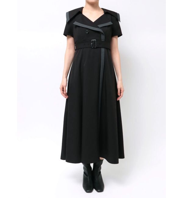 MERCURYDUO「バイカラーハーフスリーブトレンチフレアワンピース」|ワンピース|