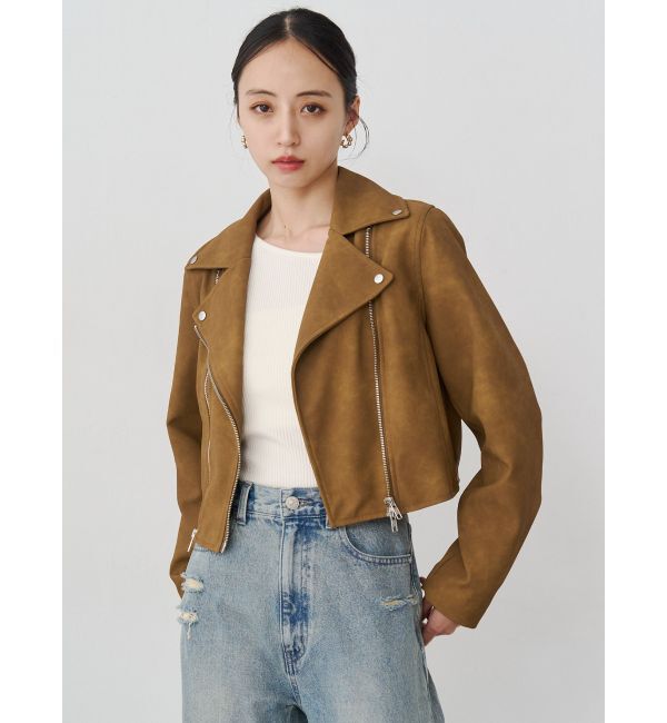 MURUA「コンパクトフェイクレザーライダースジャケット」|ライダースジャケット|