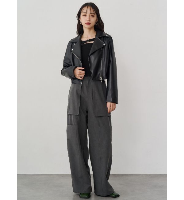 MURUA「コンパクトフェイクレザーライダースジャケット」|ライダースジャケット|