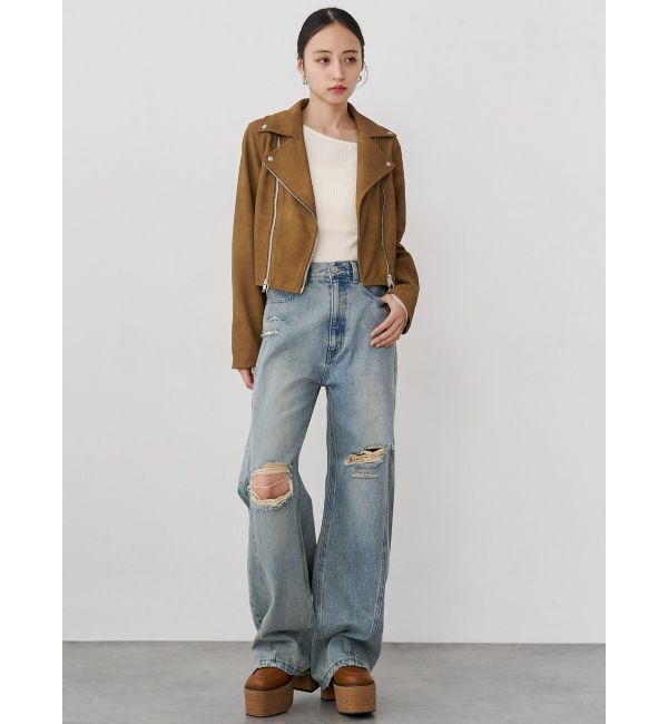 MURUA「コンパクトフェイクレザーライダースジャケット」|ライダースジャケット|