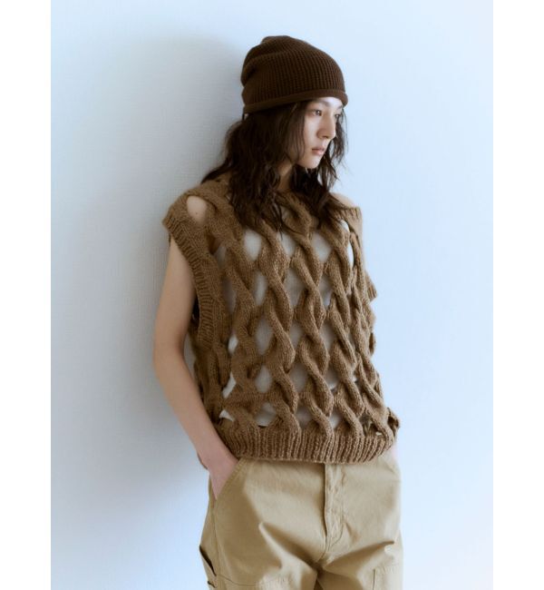 Ungrid「透かし編みデザインハンドニットベスト」|ニット・セーター|