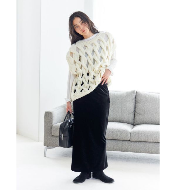 Ungrid「透かし編みデザインハンドニットベスト」|ニット・セーター|