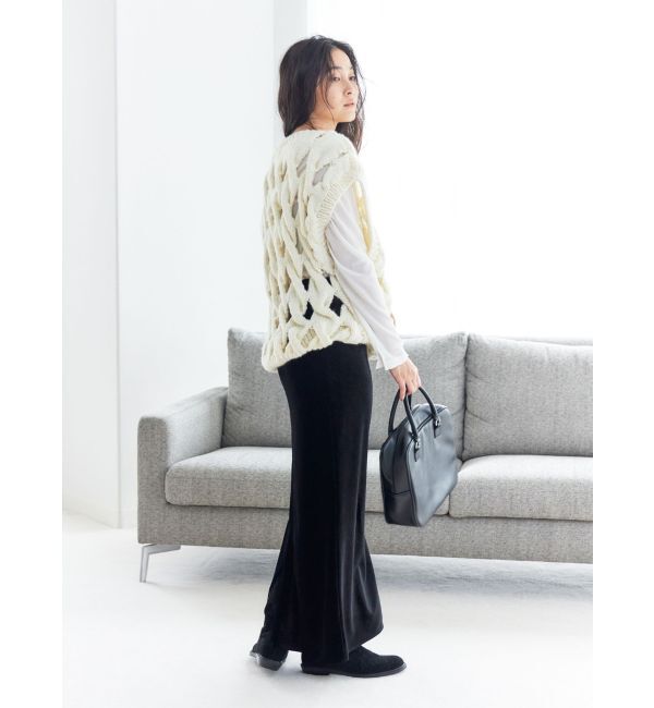 Ungrid「透かし編みデザインハンドニットベスト」|ニット・セーター|