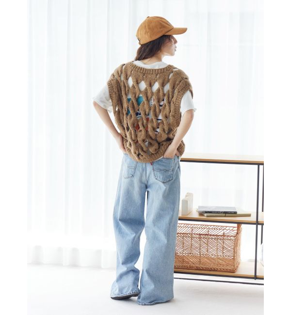 Ungrid「透かし編みデザインハンドニットベスト」|ニット・セーター|
