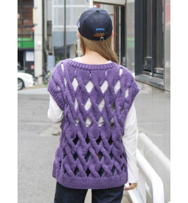 Ungrid「透かし編みデザインハンドニットベスト」|ニット・セーター|