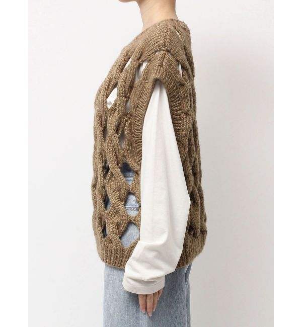 Ungrid「透かし編みデザインハンドニットベスト」|ニット・セーター|